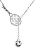 wholesale 925 Sterling Silver Tennis Racket & Ball Lariat Necklace for Women Gift-0-0
