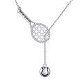 wholesale 925 Sterling Silver Cz Tennis Racket Ball Drop Lariat Necklace For Women-0-0