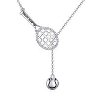 wholesale 925 Sterling Silver Cz Tennis Racket Ball Drop Lariat Necklace For Women-Tennis