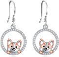 wholesale 925 Sterling Silver Corgi Dog Circle Drop Earrings Gifts for Women-0-0