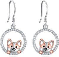 wholesale 925 Sterling Silver Corgi Dog Circle Drop Earrings Gifts for Women-Corgi