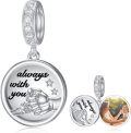 wholesale 925 Sterling Silver Personalized Photo Charm - 0.7 Round Engraved Pendant for Snake Bracelets, Allergen-Free Birthday Christmas Gift for Women-0-0
