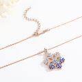 wholesale 925 Sterling Silver & Rose Gold Plated Blue Crystal Snowflake Pendant Necklace-0-1