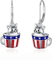 wholesale Metal Stone 4th of July Patriotic Dangle Earrings for Women-03. Cat