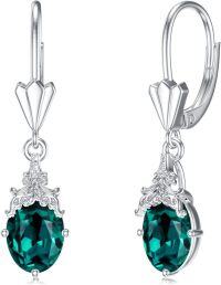 wholesale 925 Sterling Silver Crystal Teardrop Dangle Earrings Valentine s Birthday Gifts for Her-A 05-May-Emerald