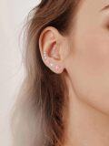 wholesale 925 Sterling Silver Pink Opal & CZ Star Ear Climber Earrings for Women Girls -0-2