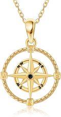 wholesale 14K Gold Black Diamond Accent Celtic Compass Pendant Necklace for Women-0-0