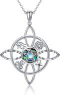 wholesale 925 Sterling Silver Abalone Shell Pentagram Star Celtic Witch Knot Cross Pendant Necklace Wiccan Jewelry-0-0
