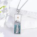 wholesale 925 Sterling Silver Mountain Tree Design with Turquoise and Mustard Seed Inlay Pendant Necklace for Women-0-1