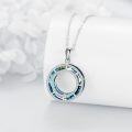 wholesale 925 Sterling Silver Blue Crystal Double Circle Pendant Necklace for Women-0-3