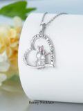 wholesale 925 Sterling Silver Rabbit Heart Love Forever Pendant Necklace for Women-0-3