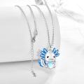 wholesale 925 Sterling Silver Blue Moonstone Axolotl Heart Pendant Necklace-0-2