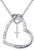 wholesale 925 Sterling Silver Heart Cross Necklace for Women First Communion s-0-0