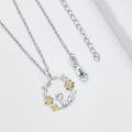 wholesale 925 Sterling Silver Yellow Crystal Fox Floral Circle Pendant Necklace for Women Girls Gifts-0-2