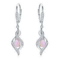 wholesale 925 Sterling Silver Opal Earrings-Pink Opal