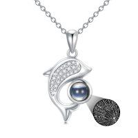 TOUPOP 925 Sterling Silver Dolphin Pendant I Love You 100 Languages Necklace-undefined