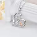 TOUPOP Sterling Silver Pigeon Heart Pendant Mother Daughter Necklace-0-3