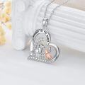 TOUPOP Sterling Silver Pigeon Heart Pendant Mother Daughter Necklace-0-3