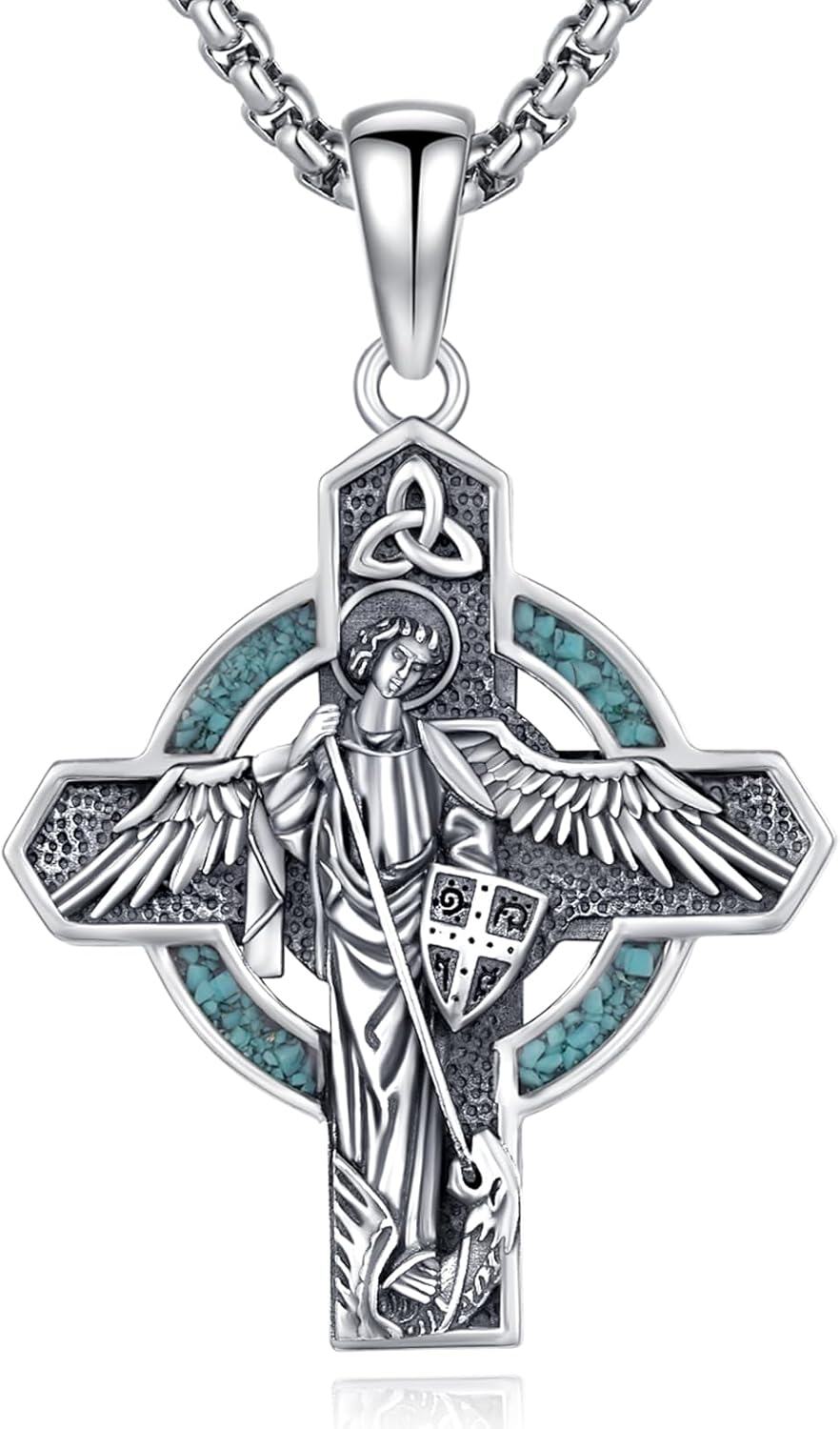Sterling Silver Religious Cross Pendant Necklace for Men Women-0-1