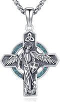wholesale 925 Sterling Silver Turquoise Angel Winged Cross Pendant Necklace for Men & Women-0-0