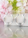 wholesale 925 Sterling Silver Bali Style Beaded Round Huggie Hoop Earrings with Ball Design - 14mm Diameter-0-2