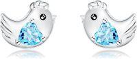 wholesale 925 Sterling Silver Blue Crystal Bird Stud Earrings for Women Gift Ideas-Chicken Earrings