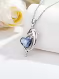 TOUPOP Sterling Silver Crystal Dolphins Pendant Necklace Gift For Women-0-4
