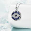 wholesale 925 Sterling Silver Evil Eye Pendant Necklace for Women with Blue Sapphire and Black CZ Amulet Gift-0-4