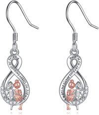 wholesale 925 Sterling Silver Infinity Sister Earrings Friendship s for Women Birthday Christmas-Crescent-Crystal