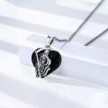 wholesale 925 Sterling Silver Heart Grim Reaper Pendant Necklace with Black Crystal Stone Gothic Jewelry for Men-0-1