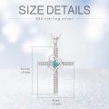 wholesale 925 Sterling Silver Turquoise Celtic Knot Cross Necklace with Cubic Zirconia and Chain for Men & Women - Christian  (Length: 44cm/17)-0-4