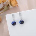 wholesale 925 Sterling Silver Navy Blue Agate Drop Earrings-0-4
