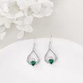 wholesale 925 Sterling Silver Emerald Green CZ Heart & Crown Drop Earrings Celtic Knot Designç±å°å°ç å®åå è³ç¯-0-2