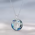 TOUPOP Sterling Silver Blue Crystal Tree Of Life Initial Letter Pendant Necklace-0-3