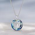 TOUPOP Sterling Silver Blue Crystal Tree Of Life Initial Letter Pendant Necklace-0-3