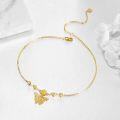 wholesale 9K Gold Daisy Flower & Butterfly Charm Adjustable Chain Anklet  for Women and Girls-0-2