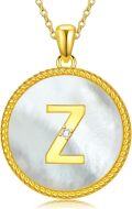 wholesale Gold 925 Sterling Silver Mother of Pearl Z Initial Pendant Necklace for Women-0-0