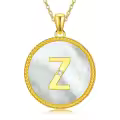 wholesale Gold 925 Sterling Silver Mother of Pearl Z Initial Pendant Necklaces Wholesale for Women-0-0