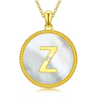 wholesale Gold 925 Sterling Silver Mother of Pearl Z Initial Pendant Necklaces Wholesale for Women-Letter Z