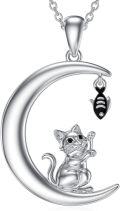 wholesale TOUPOP Moon Necklace 925 Sterling Silver Fox/cat/mermaid/fairy Pendant Jewelry Anniversary Birthday Gifts For Women -0-0