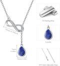 wholesale 925 Sterling Silver Lapis Lazuli CZ Infinity Drop Pendant Necklace-0-1