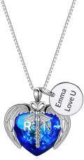 wholesale 925 Sterling Silver Blue Austrian Crystal RN NP LPN Caduceus Angel Heart Charm Nurse Graduation Gift Necklace-0-1
