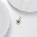 wholesale 14k Gold Heart Pendant With Blue Crystal And White Diamonds-0-2