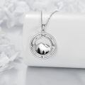 wholesale 925 Sterling Silver Compass Necklace Mountain Landscape Pendant With Black Details-0-3