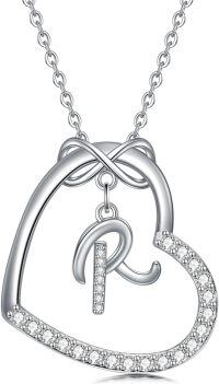 wholesale Sterling Silver Heart Initial Necklace Infinity A Z Letter Necklaces for Women-R