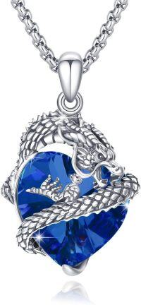 wholesale 925 Sterling Silver Birthstone Dragon Pendant Necklace for Women-September - Dragon Necklace