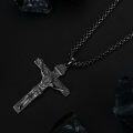 wholesale  Black Cross Pendant with INRI Inscription for Men's Jewelry Set - 24 Chain Length Gift Boxed-0-2