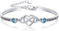 wholesale 925 Sterling Silver Blue Crystal Infinity Heart Bracelet for Women-0-0