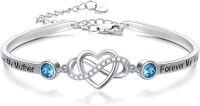 wholesale 925 Sterling Silver Blue Crystal Infinity Heart Bracelet for Women-Bangle for Mom