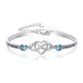 wholesale 925 Sterling Silver Blue Crystal Infinity Heart Bracelet for Women-0-0